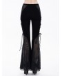 Eva Lady Black Gothic Sexy Velvet Lace Transparent Flared Trousers for Women