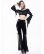 Eva Lady Black Gothic Sexy Velvet Lace Transparent Flared Trousers for Women