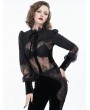 Eva Lady Black Gothic Sexy Transparent Lace Long Sleeve Blouse for Women