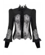 Eva Lady Black Gothic Sexy Transparent Lace Long Sleeve Blouse for Women