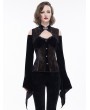 Eva Lady Black Vintage Gothic Elegant Velvet Off-the-Shoulder Long Sleeve Shirt for Women