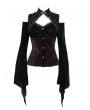 Eva Lady Black Vintage Gothic Elegant Velvet Off-the-Shoulder Long Sleeve Shirt for Women
