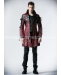 Punk Rave Red and Black Long Sleeves Leather Gothic Trench Coat for Men