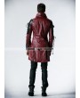 Punk Rave Red and Black Long Sleeves Leather Gothic Trench Coat for Men