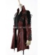 Punk Rave Red and Black Long Sleeves Leather Gothic Trench Coat for Men