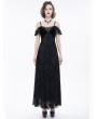 Eva Lady Black Vintage Gothic Sexy Off-the-Shoulder Lace Slit Long Party Dress