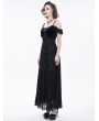 Eva Lady Black Vintage Gothic Sexy Off-the-Shoulder Lace Slit Long Party Dress