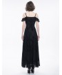 Eva Lady Black Vintage Gothic Sexy Off-the-Shoulder Lace Slit Long Party Dress