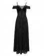 Eva Lady Black Vintage Gothic Sexy Off-the-Shoulder Lace Slit Long Party Dress