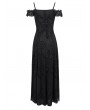 Eva Lady Black Vintage Gothic Sexy Off-the-Shoulder Lace Slit Long Party Dress