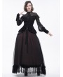 Eva Lady Black Gothic Lace Applique Beading Long Sleeve Shirt for Women