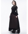 Eva Lady Black Gothic Lace Applique Beading Long Sleeve Shirt for Women