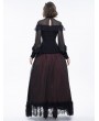 Eva Lady Black Gothic Lace Applique Beading Long Sleeve Shirt for Women