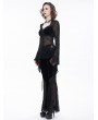 Eva Lady Black Gothic Sexy Vintage Transparent Long Trumpet Sleeve Shirt for Women