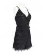 Eva Lady Black Gothic Sexy Lace Deep V-Neck Short Dress