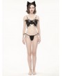 Eva Lady Black Gothic Floral Lace Beading Two-Piece Sexy Lingerie Set
