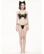 Eva Lady Black Gothic Floral Lace Beading Two-Piece Sexy Lingerie Set