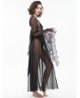 Eva Lady Black Gothic Sexy Hollow Out Transparent Lace Long Dress with G-String