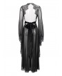 Eva Lady Black Gothic Sexy Hollow Out Transparent Lace Long Dress with G-String