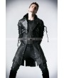 Punk Rave Black Long Sleeves Leather Gothic Trench Coat for Men