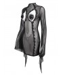 Eva Lady Black Gothic Sexy Mesh Transparent Long Trumpet Sleeve Mini Dress