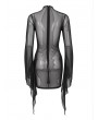 Eva Lady Black Gothic Sexy Mesh Transparent Long Trumpet Sleeve Mini Dress