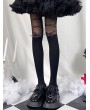 Black Gothic Lolita Bowknot Fake Lace Up Tights