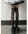 Black Gothic Punk Stitching Fishnet Thigh High Tights