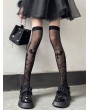 Black Gothic Dark Cross Lolita Stay-Up Thigh High Socks