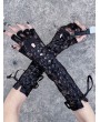 Black Gothic Punk Cool Retro Lace-Up Long Gloves
