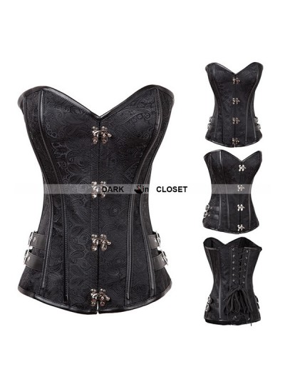 Black Pattern Gothic Steampunk Corset