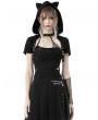 Dark in Love Black Cute Gothic Cool Cat Tail Hooded Short Cape for Women