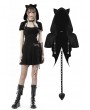 Dark in Love Black Cute Gothic Cool Cat Tail Hooded Short Cape for Women