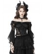 Dark in Love Black Gothic Mesh Bell Sleeves Finger Hook Lace Cape for Women