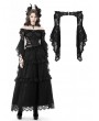 Dark in Love Black Gothic Mesh Bell Sleeves Finger Hook Lace Cape for Women