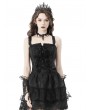 Dark in Love Black Gothic Elegant Flower Sexy Hollow Out Strap Corset Top for Women