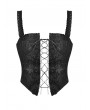 Dark in Love Black Gothic Elegant Flower Sexy Hollow Out Strap Corset Top for Women