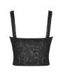 Dark in Love Black Gothic Elegant Flower Sexy Hollow Out Strap Corset Top for Women