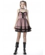 Dark in Love Pink and Black Gothic Cool Mesh Sleeveless Short Doll Dress