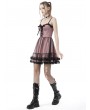 Dark in Love Pink and Black Gothic Cool Mesh Sleeveless Short Doll Dress