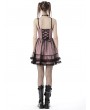 Dark in Love Pink and Black Gothic Cool Mesh Sleeveless Short Doll Dress