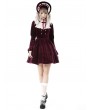 Dark in Love Wine Red Gothic Retro Court Velvet Long Sleeve Short Dress