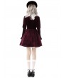 Dark in Love Wine Red Gothic Retro Court Velvet Long Sleeve Short Dress