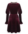 Dark in Love Wine Red Gothic Retro Court Velvet Long Sleeve Short Dress