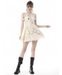 Dark in Love Ivory Gothic Steampunk Off-the-Shoulder Princess Lace Frilly Short Dress