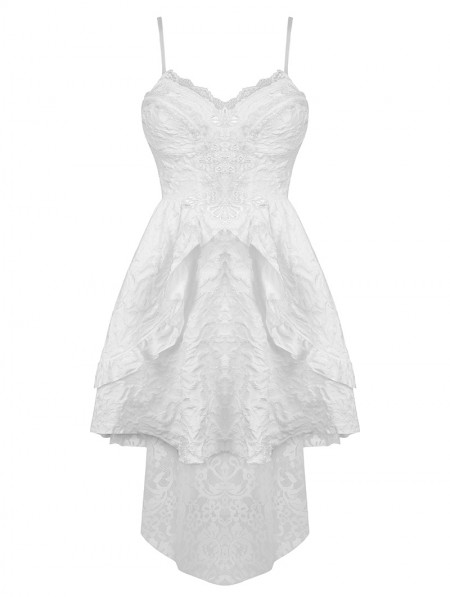 Dark in Love White Gothic Gorgeous Bubble Jacquard High-Low Party Dress ...