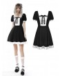 Dark in Love Black and White Gothic Magic Doll Rebel Short Sleeve Dress