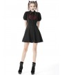 Dark in Love Black and Red Gothic Rope Heart Button Front Short Daily Wear Dress