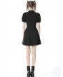 Dark in Love Black and Red Gothic Rope Heart Button Front Short Daily Wear Dress