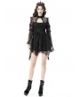 Dark in Love Black Gothic Hollow-Out Lace Long Bell Sleeves Mini Dress